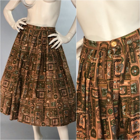 Ligurian Print Skirt | 1950s Novelty Print Skirt |