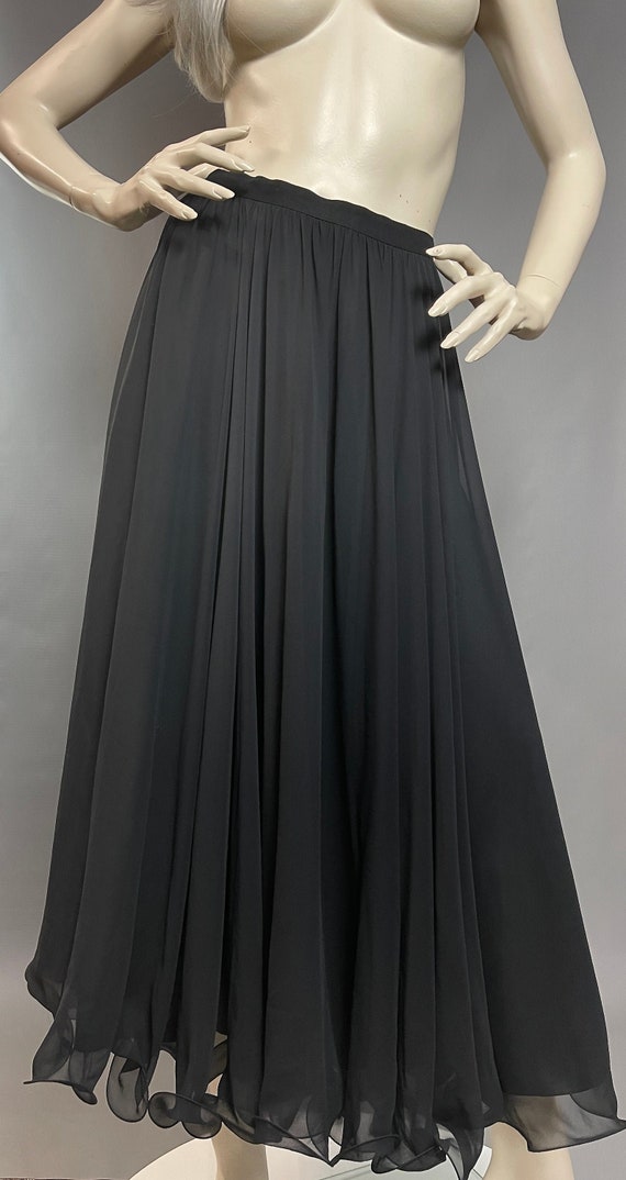 Frank Usher Skirt | Black Chiffon Skirt | 90s Max… - image 1