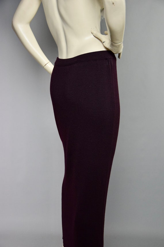 JEAN MUIR Maxi Skirt |80s Burgundy Wool Skirt | B… - image 4