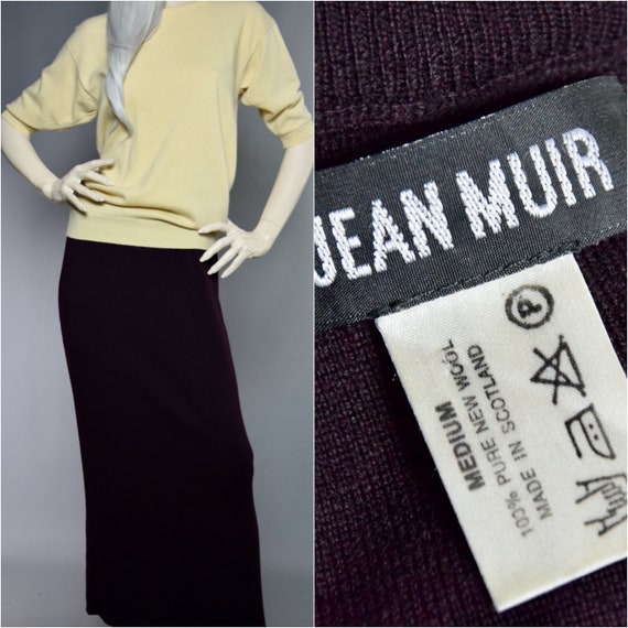 JEAN MUIR Maxi Skirt |80s Burgundy Wool Skirt | B… - image 1