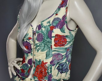 Anne TYRRELL | 70s Quilted Waistcoat Set | Floral Print Skirt Suit