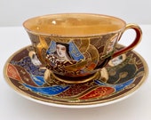 Vintage Satsuma Occupied Japan Tea cup and Saucer Teacup Set Made in Japan 1940 39 s