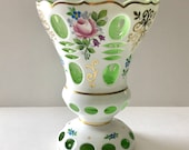 9 quot Hand Painted Bohemian Cased Crystal Vase Moser Style