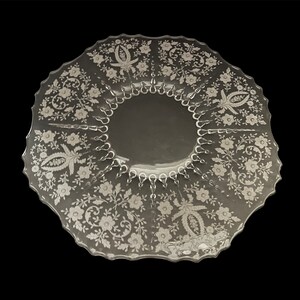 13” Beautiful Viking/New Martinsville Prelude Needle Etched Glass Plate Platter