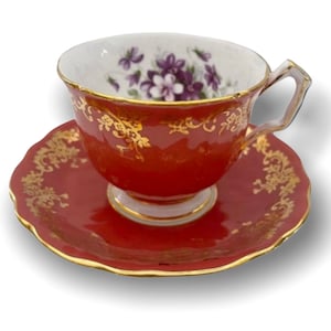 Orange Crocus Aynsley China Tea Cup & Saucer Violets