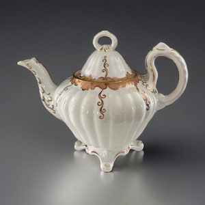 Victorian Adams China Teapot Circa 1840&#39;s With Fawn & Gold Details