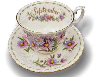 Royal Albert Flowers of The Month September China Tea cup and Saucer Teacup Set FOM