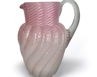アンティーク イタリア製 オパーリンガラス ピッチャー：ピンク