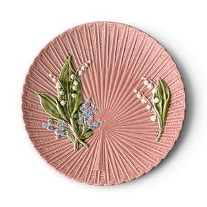 Large 11.5” Antique Schramberg Lily of the Valley Plate in Pink Circa 1920