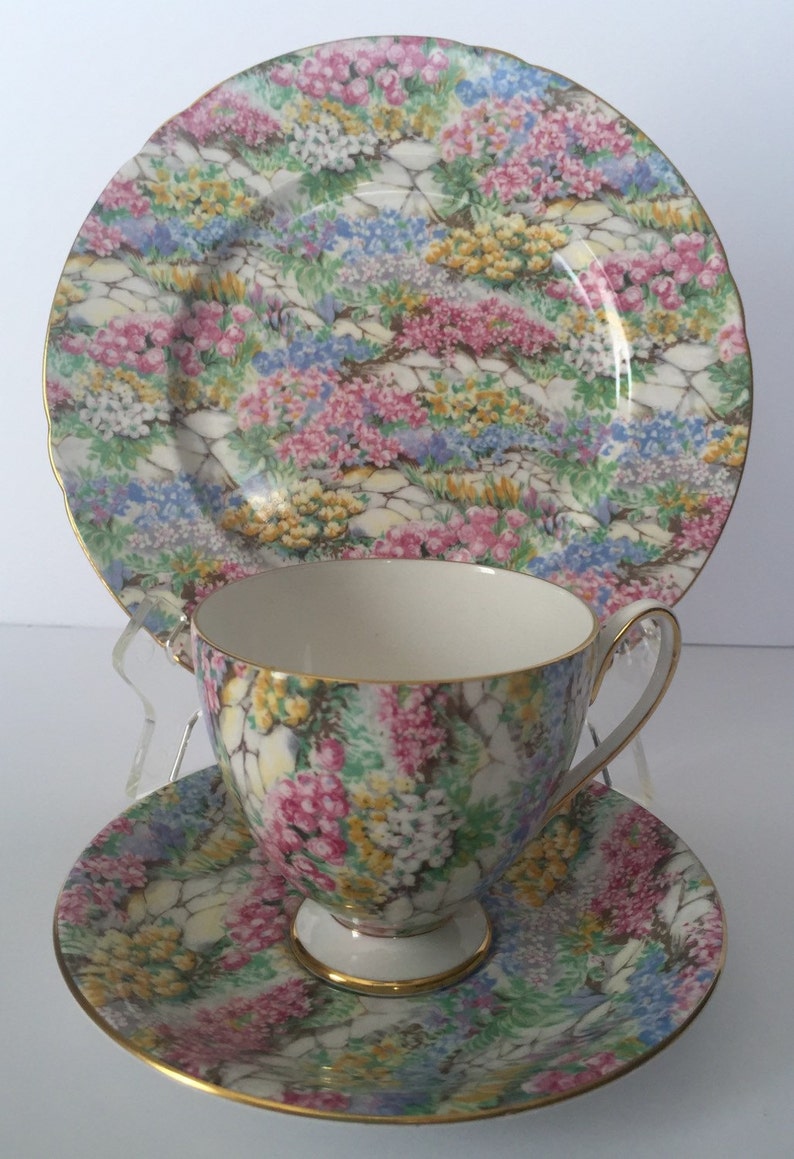 Vintage Shelley Chintz Tea Cup & Saucer Rock Garden Pattern Etsy