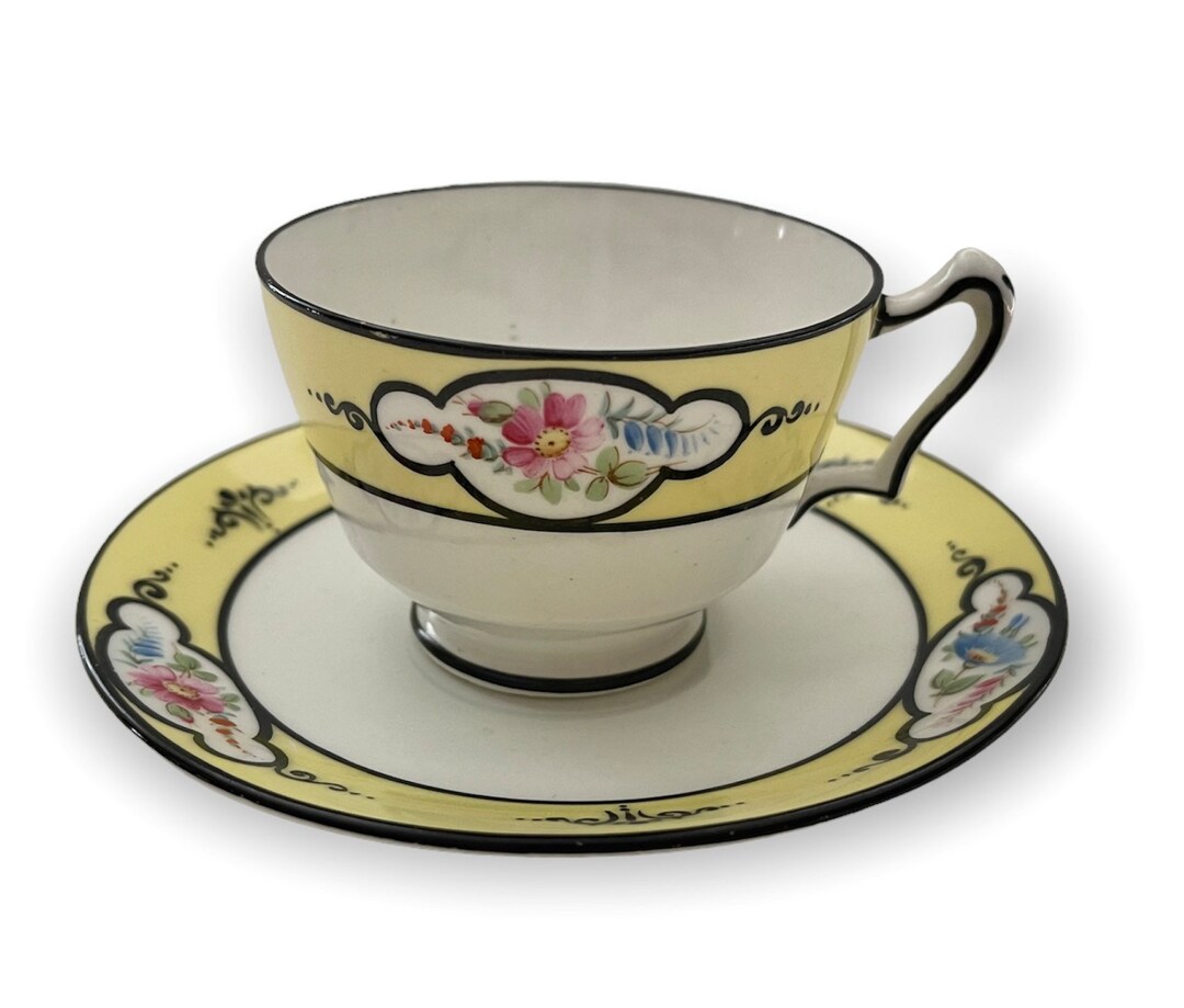 Art Deco Crown Staffordshire Bone China Tea Cup & Saucer Teacup Etsy