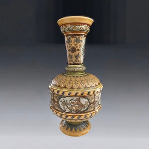 Art Nouveau Villeroy and Boch Mettlach Vase Archery Theatre Theme ca.1884 Form #1591