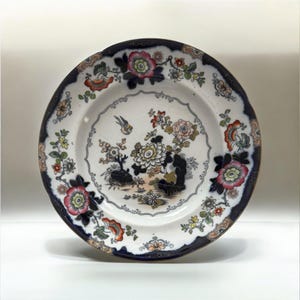 Antique c. 1820 Hicks, Meigh & Johnson Stone China Bowl | Chinoiserie “Rocks and Birds”