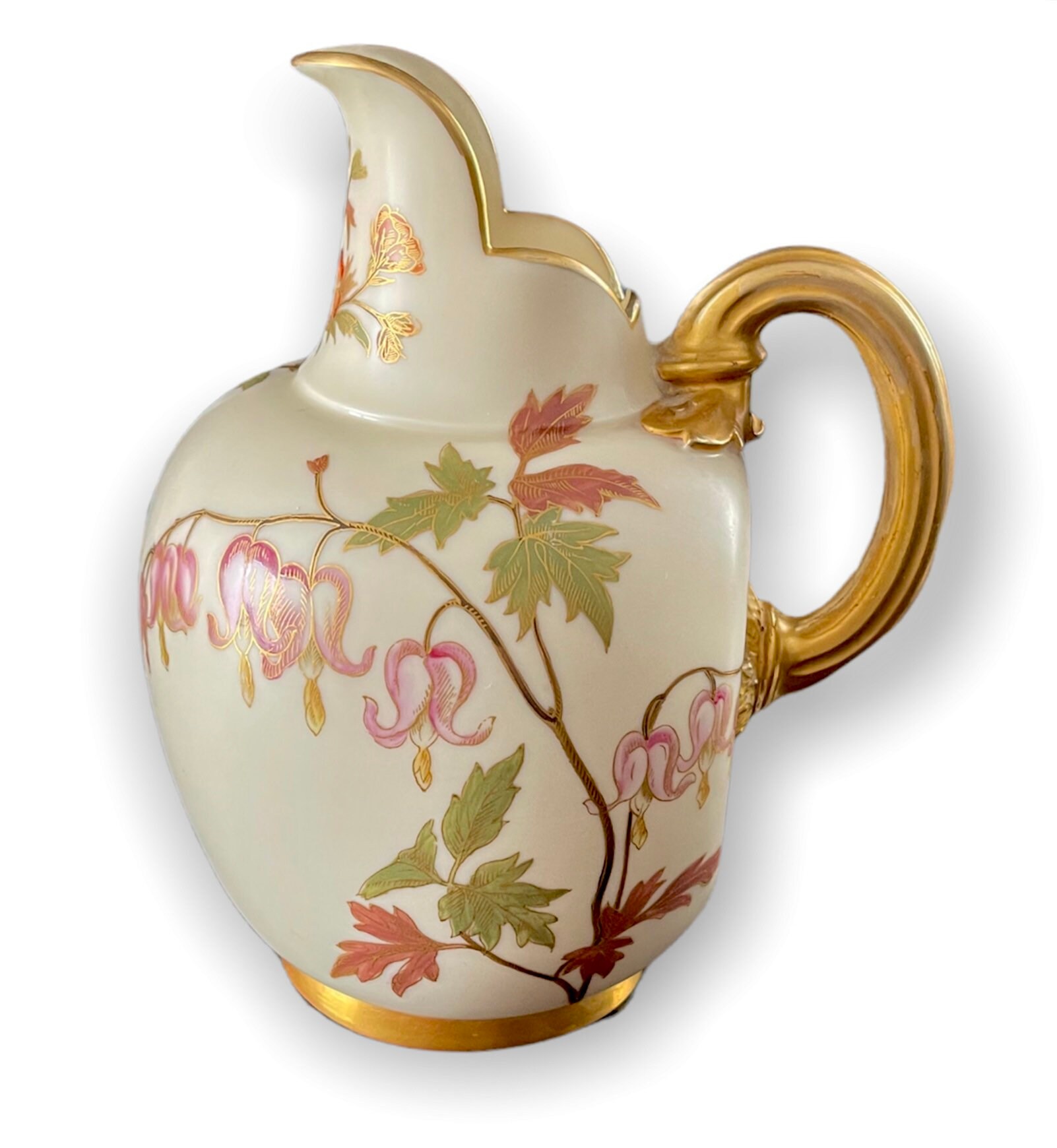 19世紀ロイヤルウースター ブラッシュ磁器ピッチャー フラットバック