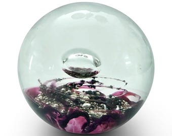 Pisapapeles Selkirk Glass “Solitaire” de 1985 – Cristal artístico con baño de oro de 24 quilates – Pisapapeles escocés firmado – Pieza de colección vintage