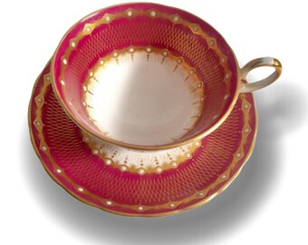 Ensemble de tasses à thé et soucoupes en porcelaine de Toscane émaillées de bijoux