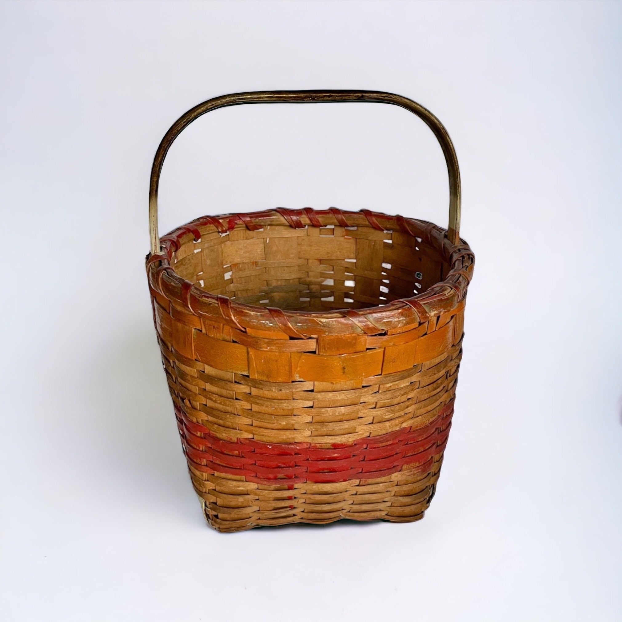 Hand Painted Primitive Woven Splint Basket Gathering - Etsy UK