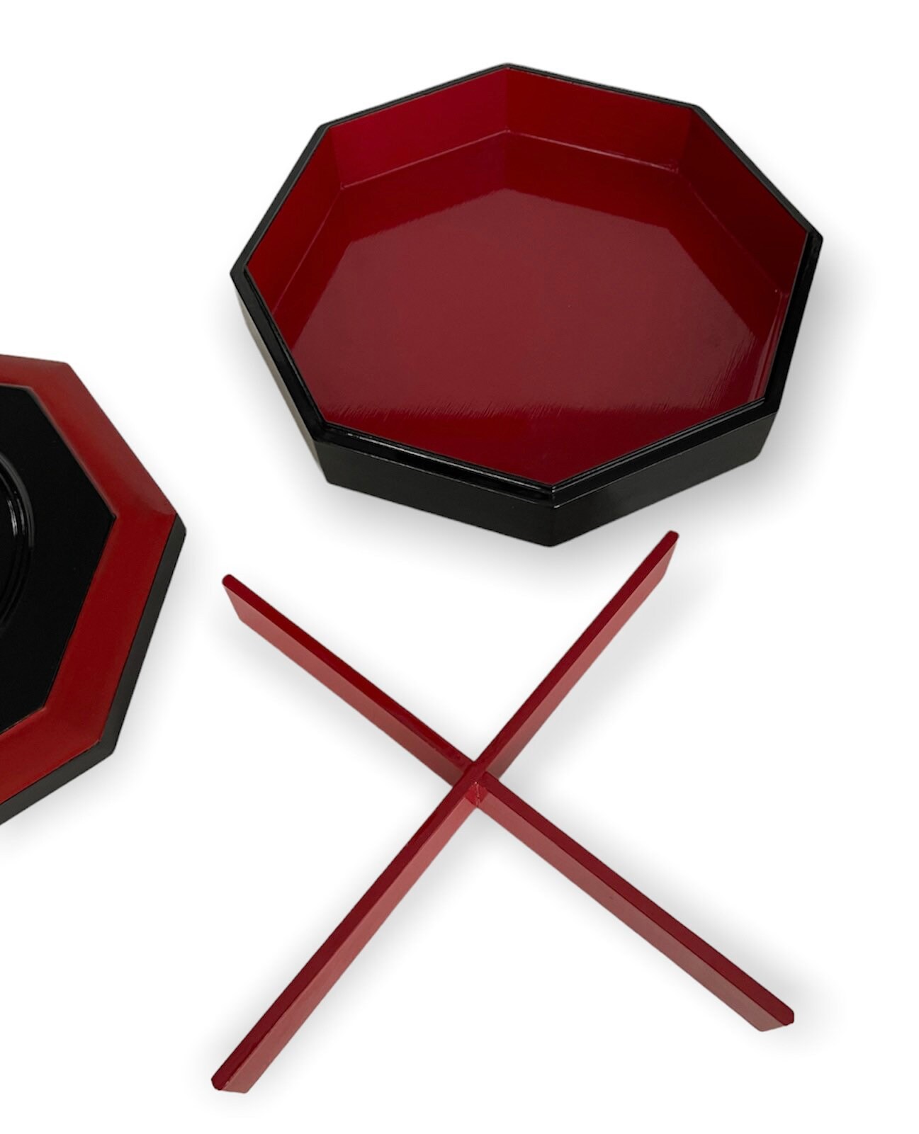 黒と赤の漆塗り箱、螺鈿細工の八角形トレイ - Etsy 日本