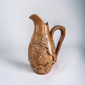 Antique French High Relief Salt Glazed Pitcher Jug