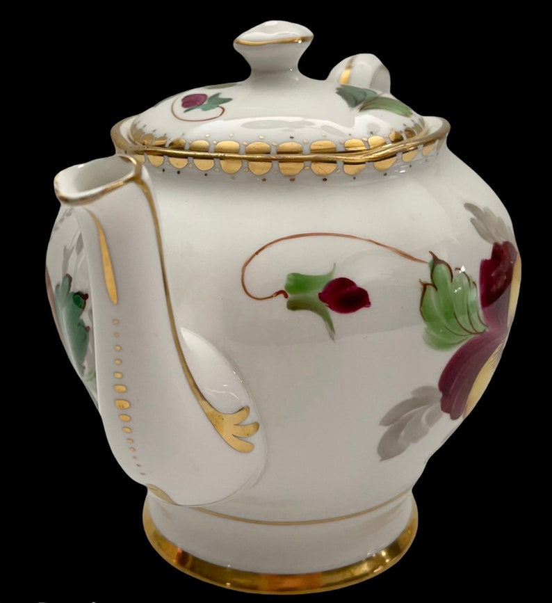 Tuscan Hand Painted Pansy Bone China Teapot Etsy