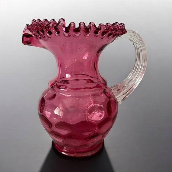 Vintage Fenton Cranberry Inverted Thumbprint Coin Dot Pitcher