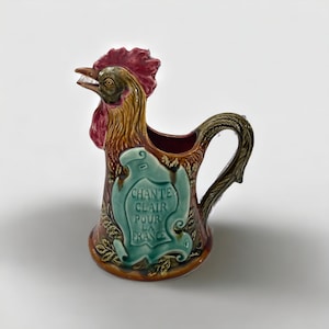 Antique French Majolica Rooster Pitcher Jug