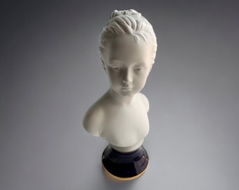 Tharaud Limoges France Bisque Porcelain Girl Bust
