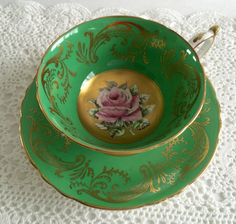 RESERVED FOR Y Paragon Green China Tea Cup & Saucer Teacup Set Etsy