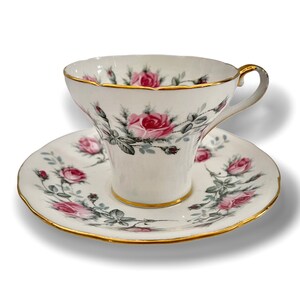 Aynsley Pink Rose Corset China Tea Cup & Saucer