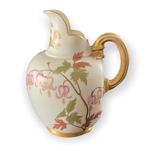 19th Century Royal Worcester Blush Porcelain Pitcher Flat Back Jug Ewer