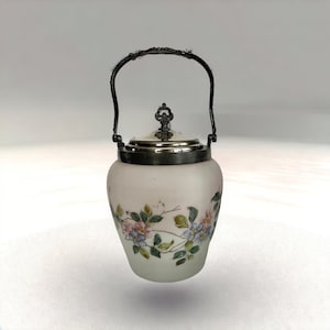 Antique Mt. Washington Glass Works Biscuit Barrel Crown Milano Glass