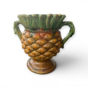 Antique Majolica Pineapple Handled Vase / Jug, English or French