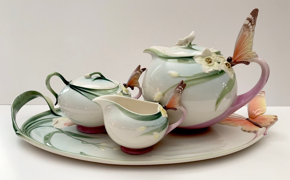 Beautiful Franz Porcelain Papillon Butterfly Tea Set With Etsy