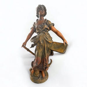 Jugendstil Louis Auguste Moreau Allegorie der Marine Spelter Statue Skulptur Bronze Figur Statue c.1870
