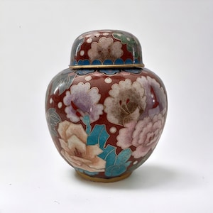 Beautiful Chinese Cloisonné Enamel and Brass Ginger Jar