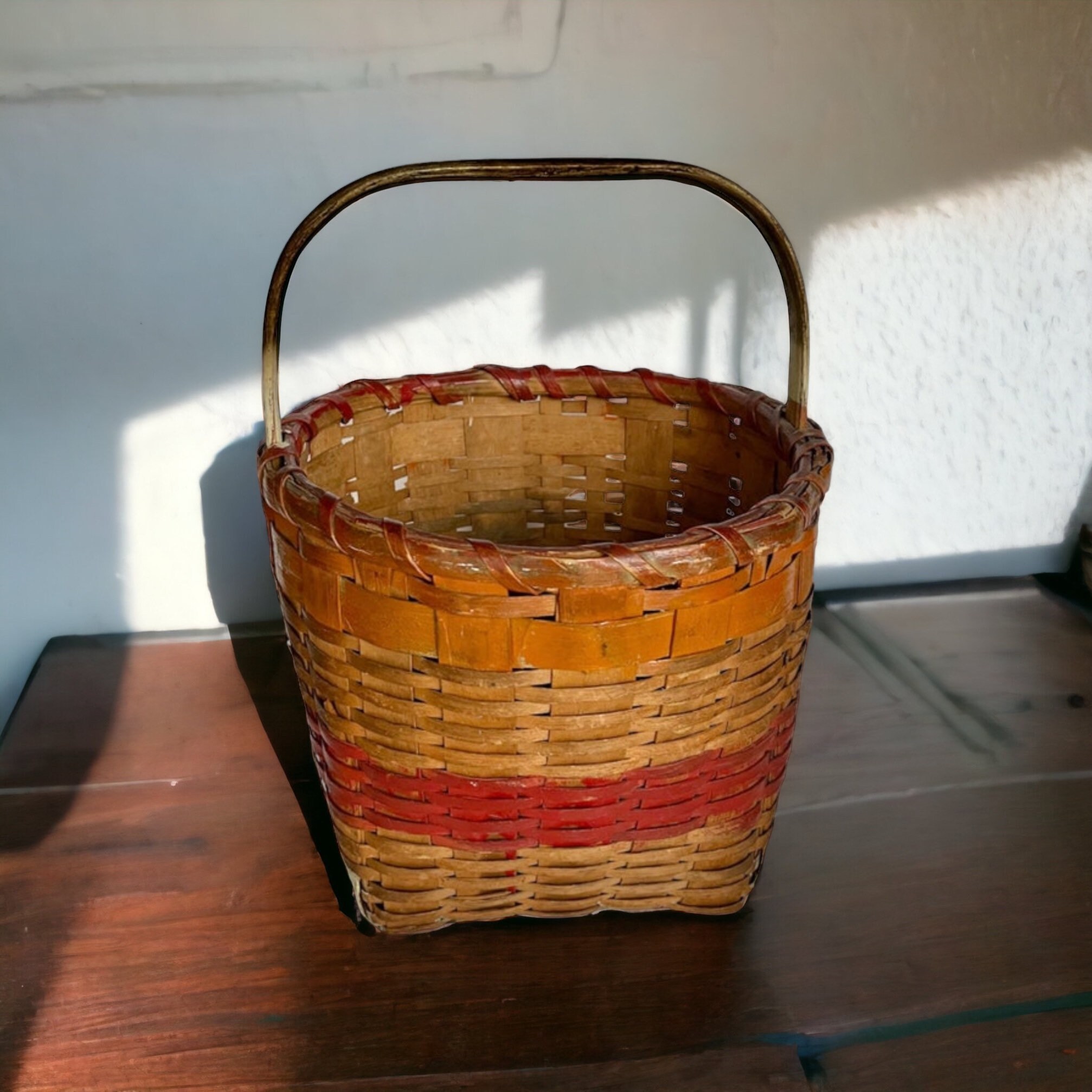 Hand Painted Primitive Woven Splint Basket Gathering - Etsy UK