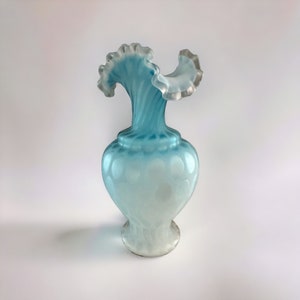 Antique Mount Washington Blue MOP Satin Glass Vase Victorian