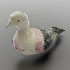 Antique Russian Imperial Porcelain Dove Bird Form Box Butter Dish, Circa 1880 By M.Kuznetzov Figural Jar