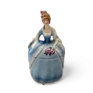 Wunderschöne E & R Deutsche Puderdose Dresser Dose Halbpuppe Dame Schmuckbox Lady Pompadour