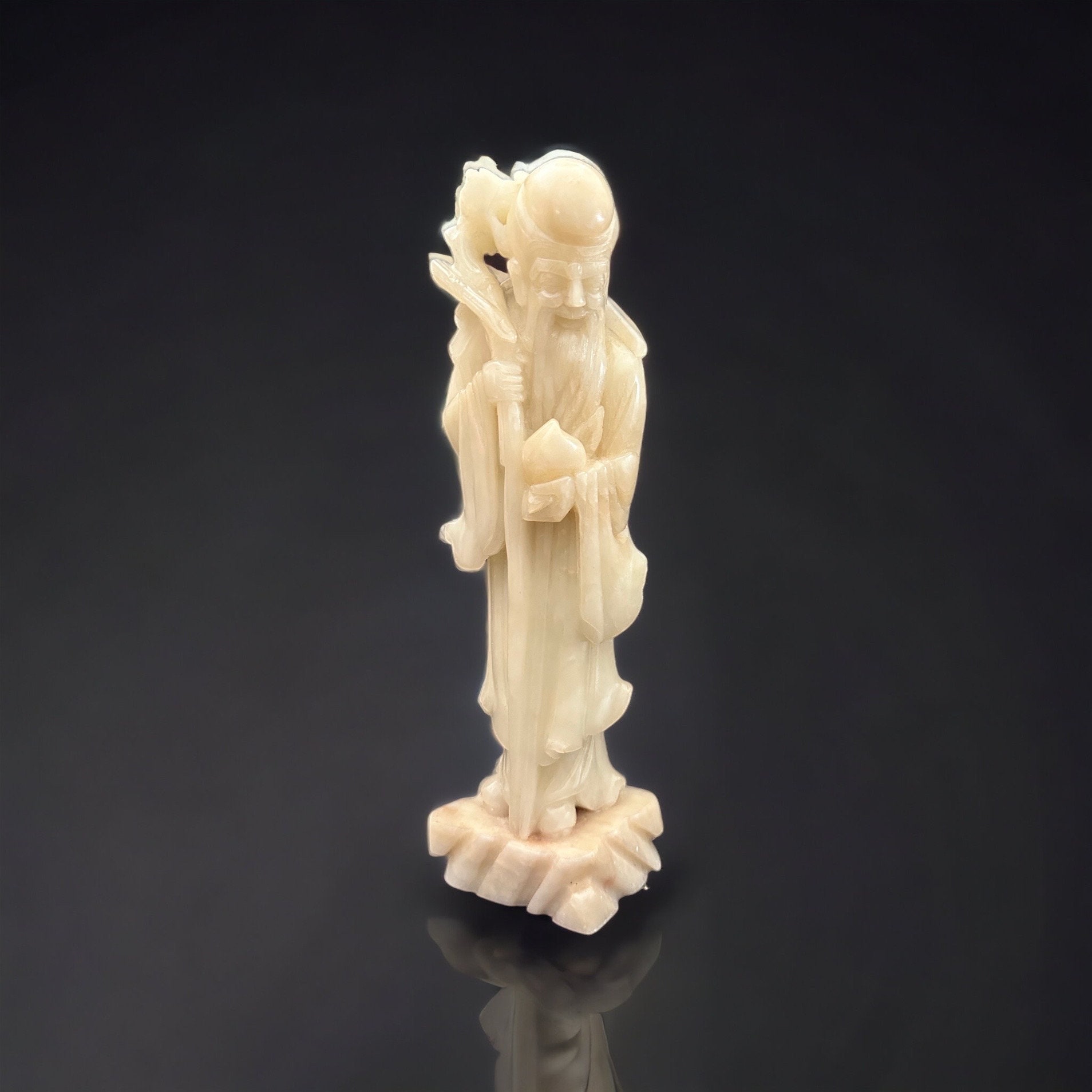 19th Century Soapstone Carving of Shou Lao, the Chinese God of