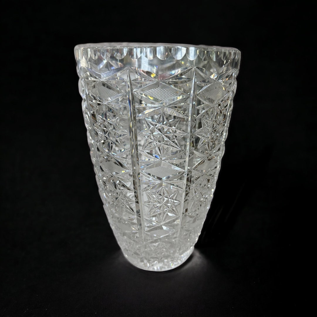Large Bohemian Crystal Vase Hand Cut Queen's Lace - Etsy Canada