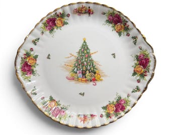 Plato para tartas Royal Albert Old Country Rose "Magia Navideña"