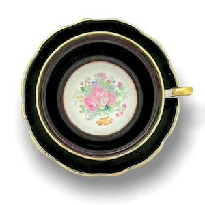Beautiful Black EB Foley China Tea Cup & Saucer