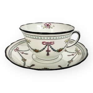 Juego de taza de té y platillo de porcelana antigua Adderley pintado a mano