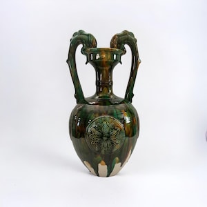 Vintage Chinese Tang Dynasty Sancai Glazed Pottery Dragon Vase