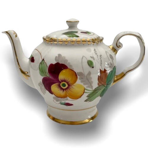 Tuscan Hand Painted Pansy Bone China Teapot Etsy