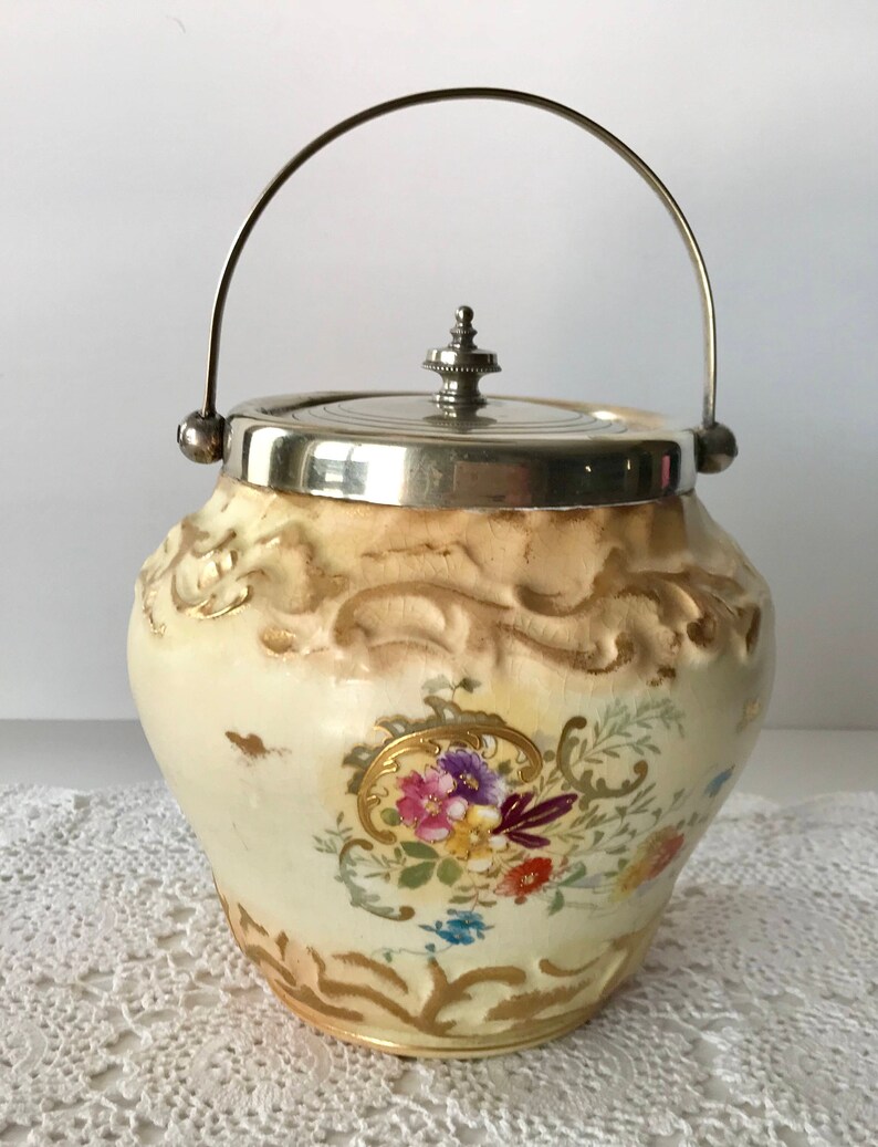 Antique Biscuit Barrel Royal Bonn Cracker Barrel Cookie Jar Etsy
