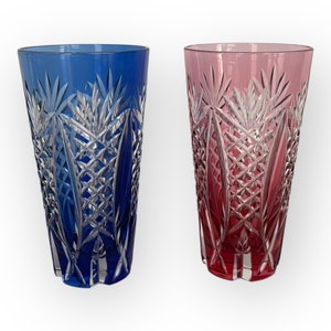 Stunning Set Of 2 Bohemian Crystal Cut to Clear Shot Glasses