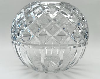 Large Czech Cut Crystal Rose Bow Vase