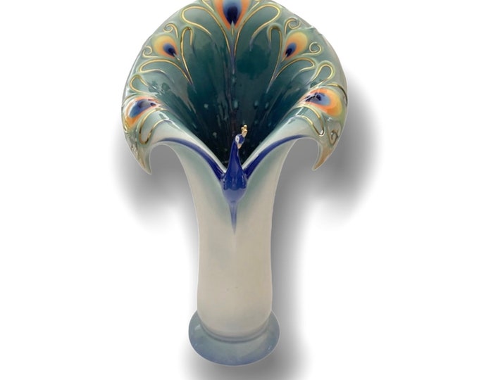 Large Franz Porcelain Collection Peacock Splendour Vase Etsy
